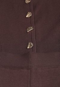 Renee - Brązowy Komplet z Dzianiny z Wiskozą Spodnie Wide Leg i Top z Guzikami Merice. Kolor: brązowy. Materiał: dzianina, wiskoza #2