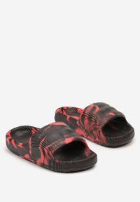 Born2be - Czarno-Czerwone Płaskie Klapki Tie-Dye z Lekkiej Pianki Tessamara. Nosek buta: otwarty. Kolor: czarny #5
