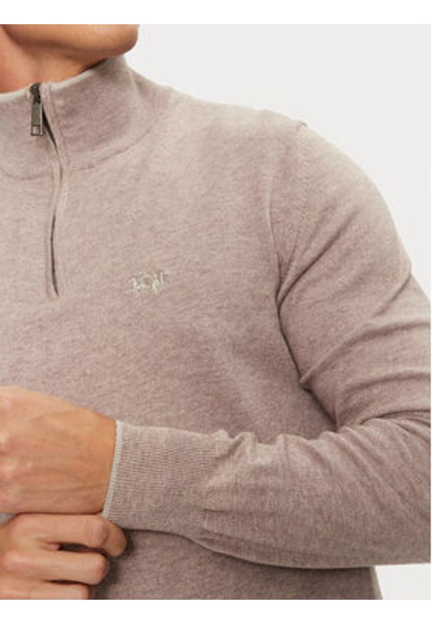 La Martina Sweter ZMS003 YW091 Brązowy Regular Fit. Kolor: brązowy. Materiał: bawełna