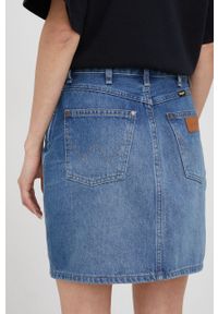 Wrangler spódnica jeansowa kolor granatowy mini prosta. Kolor: niebieski. Materiał: jeans #4