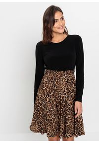 bonprix - Sukienka mini. Kolor: czarny. Materiał: jersey. Wzór: nadruk. Długość: mini #1