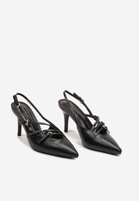 Renee - Czarne Sandały na Cienkiej Szpilce z Imitacji Skóry z Regulowanymi Paskami Vianara. Okazja: na imprezę, na co dzień. Zapięcie: pasek. Kolor: czarny. Materiał: skóra. Wzór: paski. Sezon: lato. Styl: casual, klasyczny #5