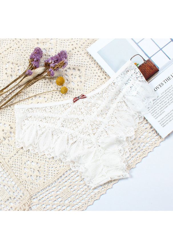 Intica - Koronkowe figi z wycięciami na romantyczny wieczór Emyle. Kolor: biały. Materiał: koronka. Wzór: aplikacja, koronka