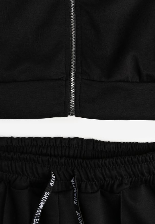 Born2be - Czarny Bawełniany Komplet Dresowy Bluza na Suwak i Spodnie Tevrisa. Kolor: czarny. Materiał: bawełna, dresówka. Sport: turystyka piesza