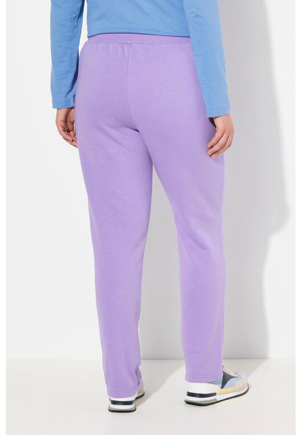 ULLA POPKEN - Damskie Spodnie dresowe miękki materiał wewnętrzny elastyczna gumka w pasie. Kolekcja: plus size. Kolor: fioletowy. Materiał: bawełna, elastan, materiał