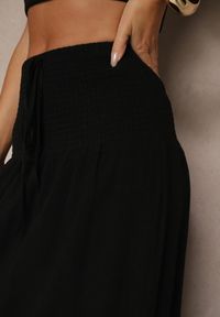 Renee - Czarna Spódnica z Wiskozą i Lnem High Waist o Rozkloszowanym Kroju Lumerellea. Stan: podwyższony. Kolor: czarny. Materiał: len, wiskoza. Sezon: lato #5
