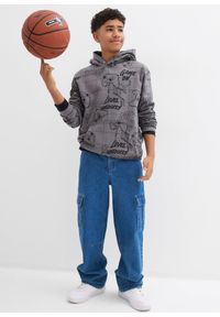 bonprix - Bluza z kapturem z miękkiej mieszanki bawełny. Typ kołnierza: kaptur. Kolor: szary. Materiał: bawełna. Wzór: nadruk #3