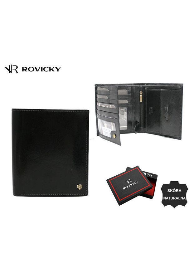 ROVICKY - Portfel skórzany Rovicky 22317-VT-RVT czarny. Kolor: czarny. Materiał: skóra