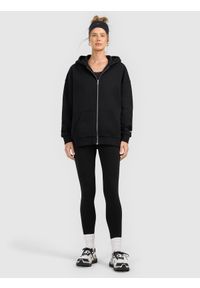 4f - 4F Legginsy dzianinowe damskie - czarne S. Okazja: na co dzień. Stan: podwyższony. Kolor: czarny. Materiał: dzianina. Wzór: gładki, jednolity, ze splotem. Styl: casual, sportowy #2