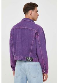Calvin Klein Jeans kurtka jeansowa męska kolor fioletowy przejściowa. Kolor: fioletowy. Materiał: bawełna #2