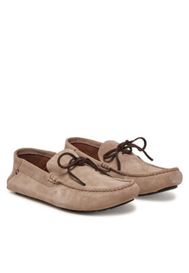 TOMMY HILFIGER - Tommy Hilfiger Mokasyny Hilfiger Folded Suede Driver FM0FM05385 Beżowy. Kolor: beżowy. Materiał: zamsz, skóra