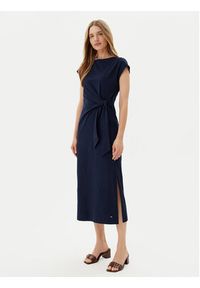 TOMMY HILFIGER - Tommy Hilfiger Sukienka codzienna WW0WW45159 Granatowy Regular Fit. Okazja: na co dzień. Kolor: niebieski. Materiał: bawełna. Typ sukienki: proste. Styl: casual #4