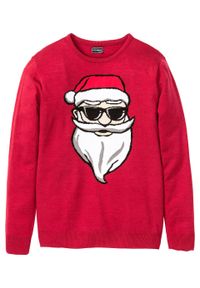 Sweter z bożonarodzeniowym motywem bonprix czerwony. Kolor: czerwony #1