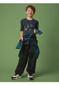 4f - 4F T-shirt regular z nadrukiem chłopięcy - szary 164 (13-14 lat). Okazja: na co dzień. Kolor: szary. Materiał: dzianina, bawełna. Wzór: nadruk. Sezon: lato. Styl: casual #1