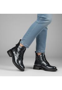 Niebieskie Botki S.Barski Ocieplane Buty Damskie. Okazja: na co dzień. Zapięcie: sznurówki. Kolor: niebieski. Obcas: na obcasie. Styl: klasyczny, casual. Wysokość obcasa: średni #1