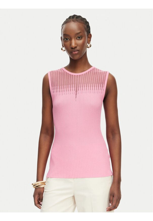 Rinascimento Top CFM0012239003 Różowy jasny Slim Fit. Kolor: różowy. Materiał: syntetyk
