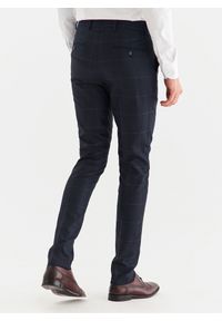 Pako Lorente - PAKO LORENTE – Granatowe spodnie garniturowe w kratę Windowpane. Kolor: niebieski. Materiał: wiskoza, poliester, elastan #5