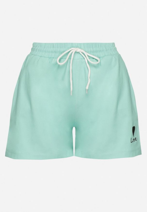 Born2be - Jasnozielone Dresowe Szorty o Prostym Kroju z Wiązaniem i Kieszeniami Foladea. Okazja: na spacer, na co dzień. Kolor: zielony. Materiał: dresówka. Styl: casual, klasyczny