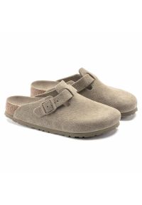 Klapki Birkenstock Boston 1019108 beżowy. Kolor: beżowy. Materiał: materiał, zamsz, welur, skóra #7