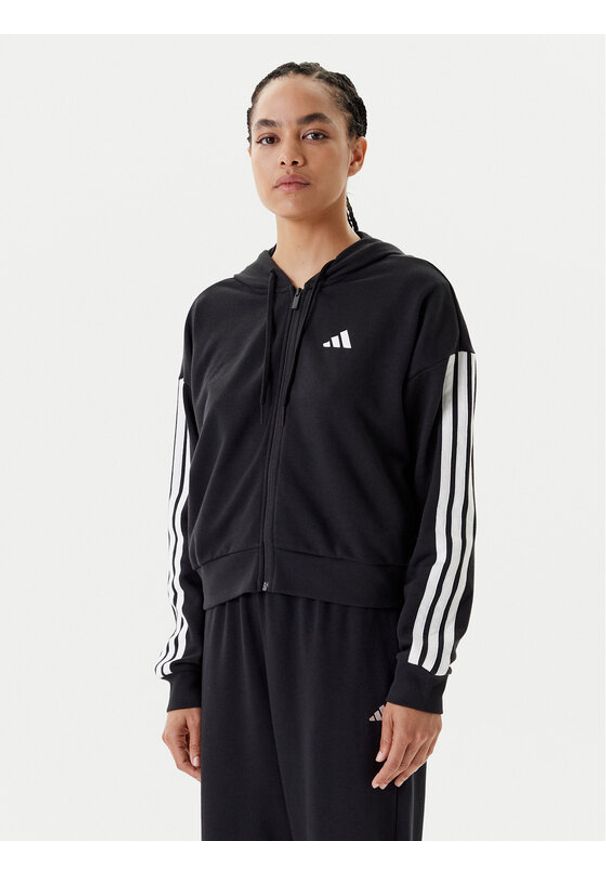 Adidas - adidas Bluza Essentials 3-Stripes JE0052 Czarny Regular Fit. Kolor: czarny. Materiał: bawełna