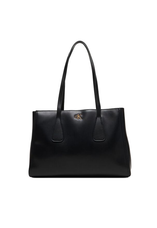 Calvin Klein Torebka Ck Medium Work Tote LV04F3442G Czarny. Kolor: czarny. Materiał: skórzane