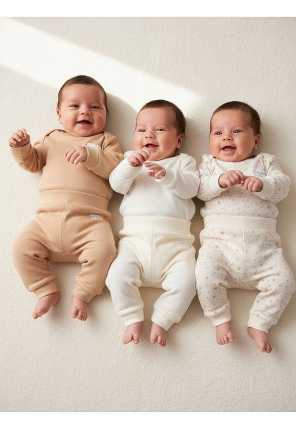 Sinsay - Bawełniane spodnie 3 pack - kremowy. Kolor: kremowy. Materiał: bawełna