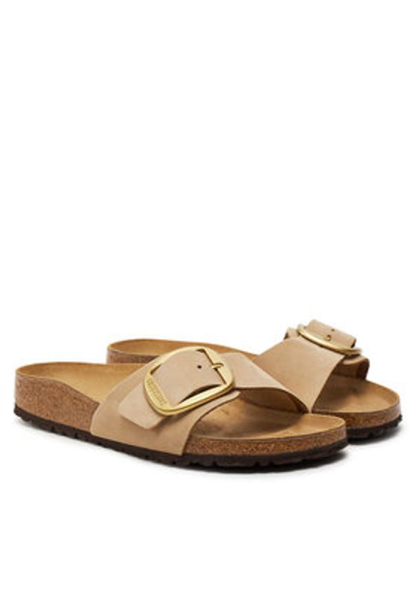 Birkenstock Klapki Madrid Big Buckle 1024009 Beżowy. Kolor: beżowy. Materiał: skóra, nubuk