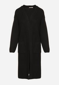 Born2be - Czarny Niezapinany Kardigan z Bawełną o Długim Kroju Asorisse. Okazja: na co dzień. Kolor: czarny. Materiał: bawełna. Długość: długie. Styl: casual, elegancki #6