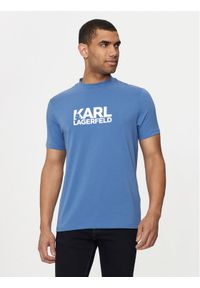 Karl Lagerfeld - KARL LAGERFELD T-Shirt 755087 Niebieski Regular Fit. Typ kołnierza: dekolt w karo. Kolor: niebieski. Materiał: bawełna #1