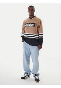 Adidas - adidas Longsleeve JY0251 Beżowy Loose Fit. Kolor: beżowy. Materiał: syntetyk. Długość rękawa: długi rękaw #4