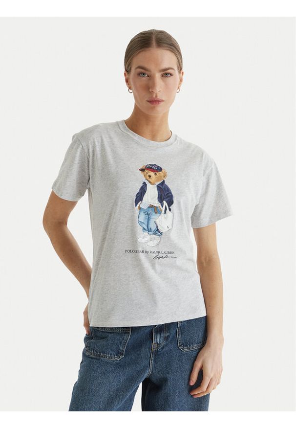 Polo Ralph Lauren T-Shirt 211A96261001 Szary Slim Fit. Typ kołnierza: polo. Kolor: szary. Materiał: bawełna