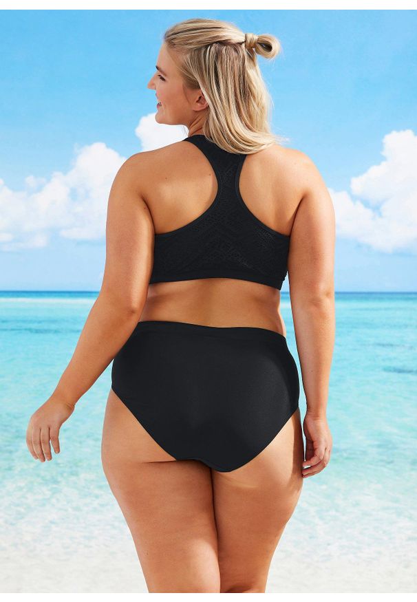 bonprix - Biustonosz bikini bustier z koronki. Kolor: czarny. Materiał: koronka. Wzór: koronka