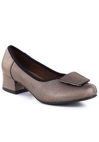 Czółenka damskie na klocku komfortowe złote M.Daszyński SA279-1 3. Kolor: złoty. Materiał: skóra #1