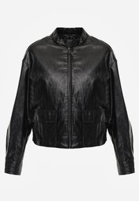 Born2be - Czarna Kurtka Ramoneska Bomberka Ściągana po Bokach Salanthe. Okazja: na co dzień. Kolor: czarny. Materiał: poliester, jeans. Styl: casual #7