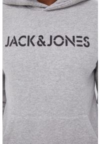 Jack & Jones Bluza męska kolor szary z kapturem gładka. Okazja: na co dzień. Typ kołnierza: kaptur. Kolor: szary. Materiał: dzianina. Wzór: gładki. Styl: casual #5