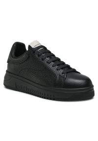 Emporio Armani - Sneakersy EMPORIO ARMANI - X4X264 XM783 K001 Black/Black. Okazja: na co dzień. Kolor: czarny. Materiał: materiał, skóra ekologiczna. Styl: casual, sportowy #1