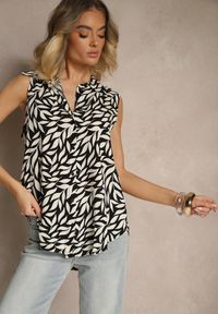 Renee - Czarna Koszula z Bawełny z Motywem Liści Raveldi. Okazja: na co dzień. Kolor: czarny. Materiał: bawełna. Sezon: lato. Styl: casual, elegancki #4