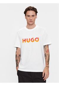 Hugo T-Shirt Danda 50504542 Biały Regular Fit. Kolor: biały. Materiał: bawełna