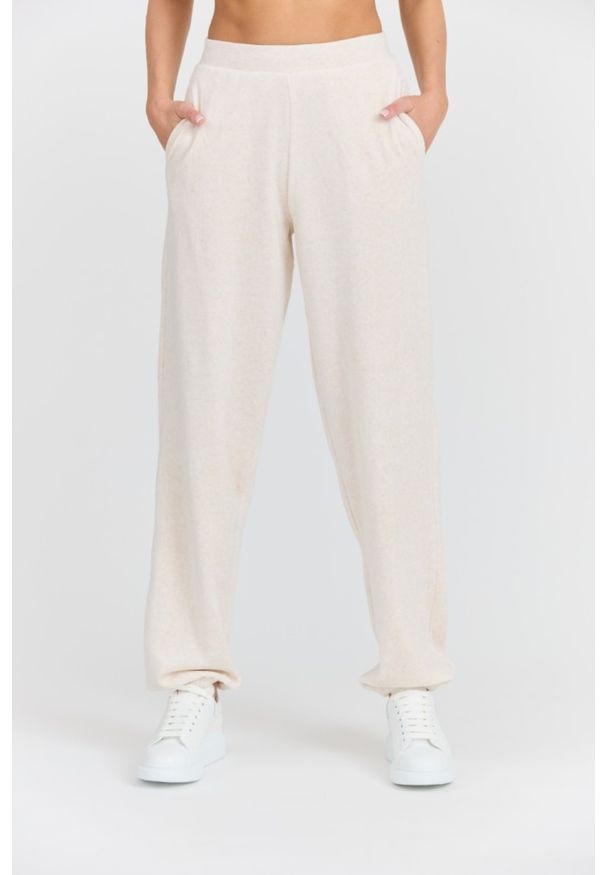 Juicy Couture - JUICY COUTURE Damskie beżowe spodnie dresowe Davidson Gold, Rozmiar XS. Kolor: beżowy. Materiał: dresówka. Długość: długie