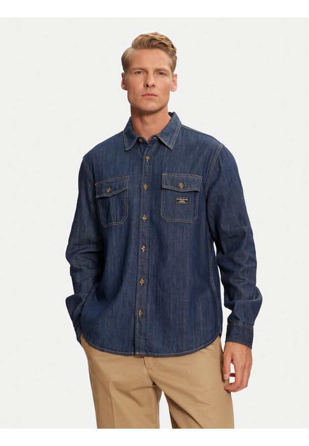 Guess Jeans Koszula jeansowa M4BH56 D5EI4 Granatowy Regular Fit. Kolor: niebieski. Materiał: bawełna