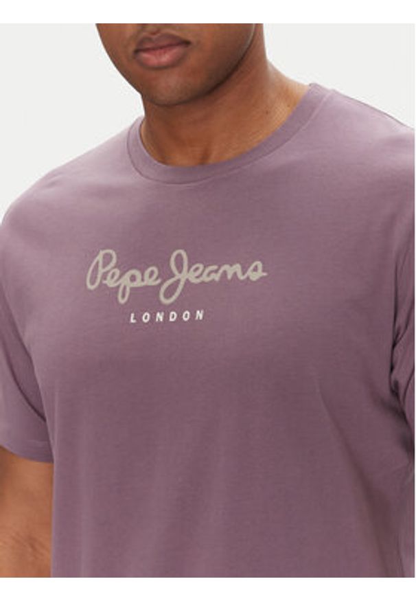 Pepe Jeans T-Shirt Eggo N PM508208 Fioletowy Regular Fit. Kolor: fioletowy. Materiał: bawełna