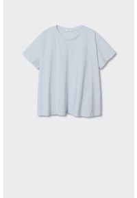 mango - Mango t-shirt bawełniany Panuelo. Kolor: niebieski. Materiał: bawełna. Długość rękawa: krótki rękaw. Długość: krótkie