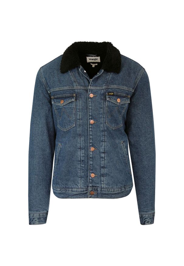 Wrangler - WRANGLER SHERPA JACKET MĘSKA KURTKA JEANSOWA LONE RANGER W423TM17H. Materiał: jeans