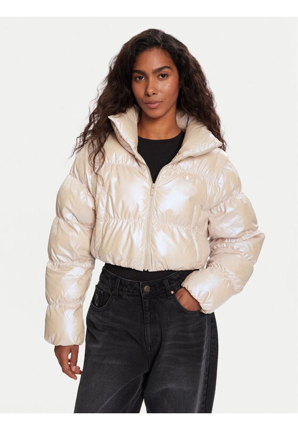Adidas - adidas Kurtka zimowa Essentials Glossy 2-In-1 JX2985 Beżowy Loose Fit. Kolor: beżowy. Materiał: syntetyk. Sezon: zima