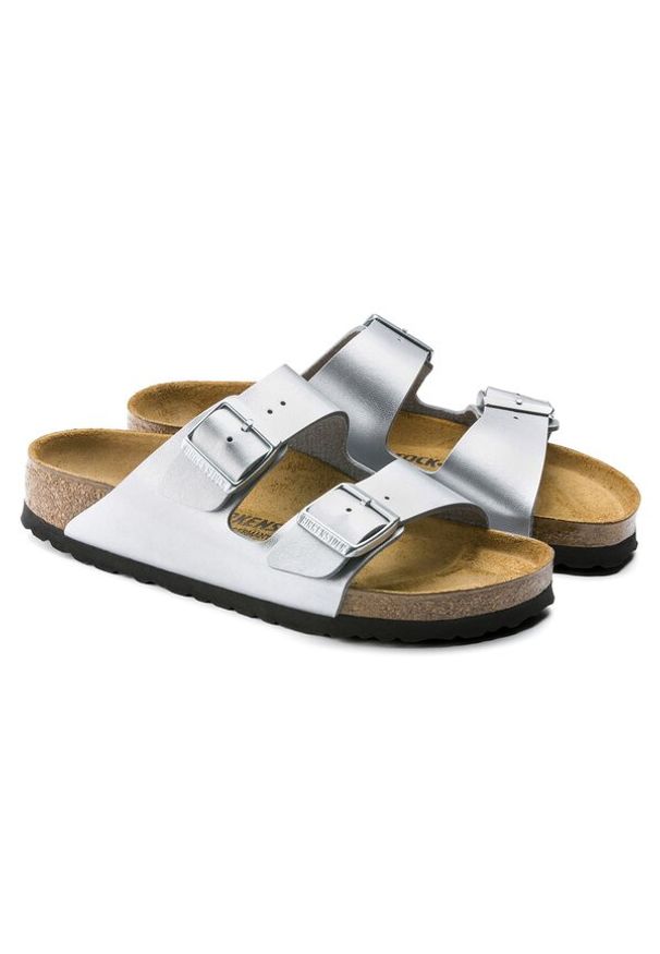Birkenstock - Klapki damskie BIRKENSTOCK ARIZONA. Okazja: na co dzień, do pracy, na spacer. Kolor: srebrny. Styl: casual