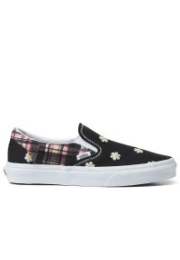 Buty Vans Classic Slip-On VN0A5JMHUUW1 - czarne. Okazja: na co dzień. Zapięcie: bez zapięcia. Kolor: czarny. Materiał: guma, materiał. Szerokość cholewki: normalna. Wzór: kwiaty, nadruk. Model: Vans Classic