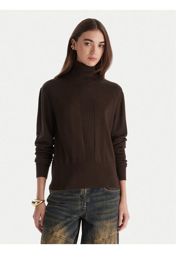 Patrizia Pepe Golf 2K0340 KM36 Brązowy Regular Fit. Typ kołnierza: golf. Kolor: brązowy. Materiał: wełna