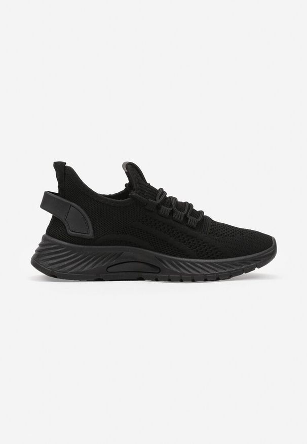 Born2be - Czarne Sznurowane Buty Sportowe na Grubszej Podeszwie Unamarie. Okazja: na spacer. Kolor: czarny. Materiał: jeans, dresówka. Szerokość cholewki: normalna. Sport: turystyka piesza