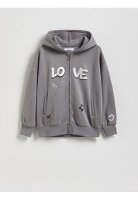 Reserved - Luźna bluza z kapturem - ciemnoszary. Typ kołnierza: kaptur. Kolor: szary. Materiał: bawełna #1
