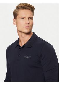 Aeronautica Militare Polo 242PO1811P191 Granatowy Slim Fit. Typ kołnierza: polo. Kolor: niebieski. Materiał: bawełna